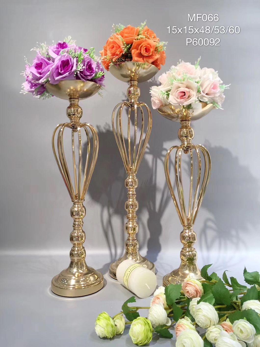 European Style Party Decoration Golden Plated Flower Stand Table for Wedding