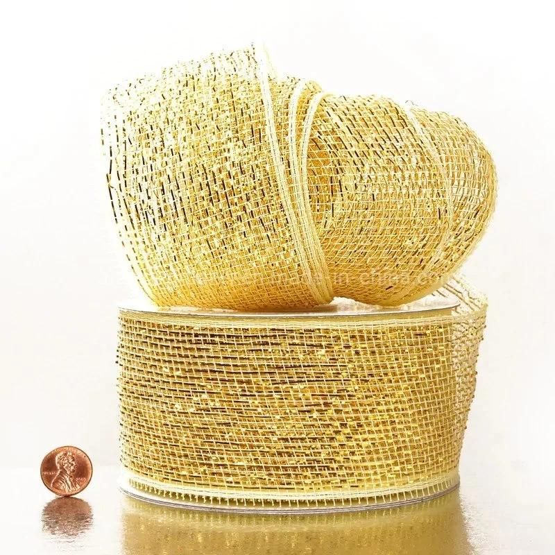 Half Solid Metallic 2.5′′ Wedding Deco Mesh Ribbons