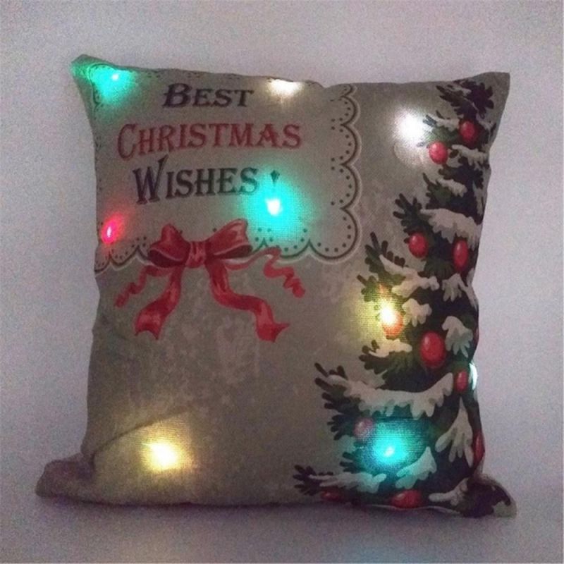 45X45cm Home Decor Christmas Ornament Decoration LED String Light Pillowcase