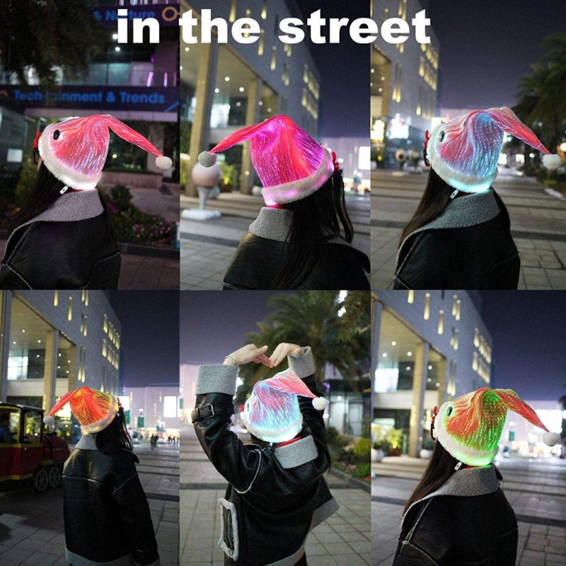 RGB Lights Christmas Cap Fiber Optic Luminous Christmas Hats