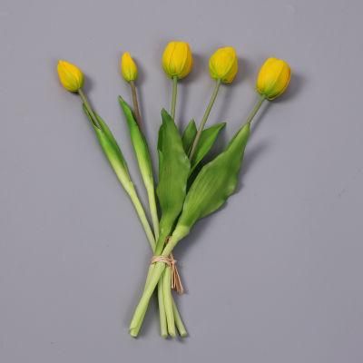 Artificial PU Material Real Touch Tulips 10PCS Flower Arrangement Bouquet for Home Office Wedding Decoration