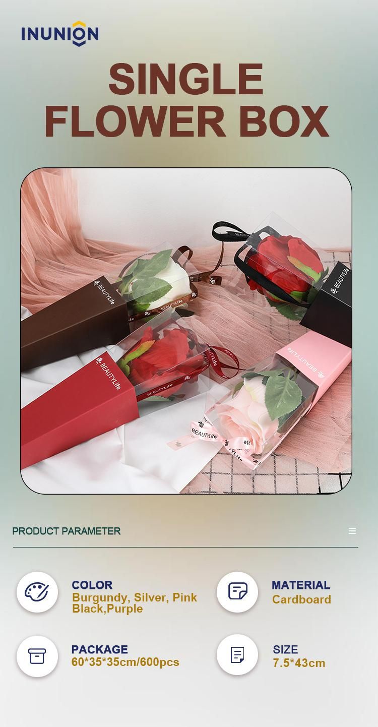 Decorative Flower Bouquet Paper Bag, Floral Hug Bucket with Ribbon Handles, Gift Collocation Packaging Box