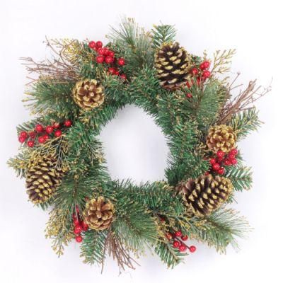 Yh2104 Christmas Wreath Decorative Wholesale Pine Christmas Wreath for Gifts Decoration