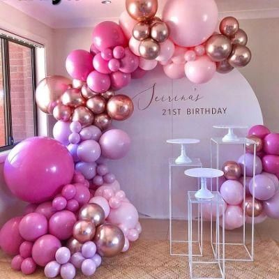 Sweet 16th Birthday Wedding Party Balloons Decorations 144PCS Pink Rose Gold Hot Pink Balloon Garland Arch Kit Chrome Balloons