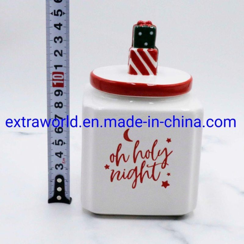 Christmas Ceramic Canister Tea Coffee Sugar Storage Jar