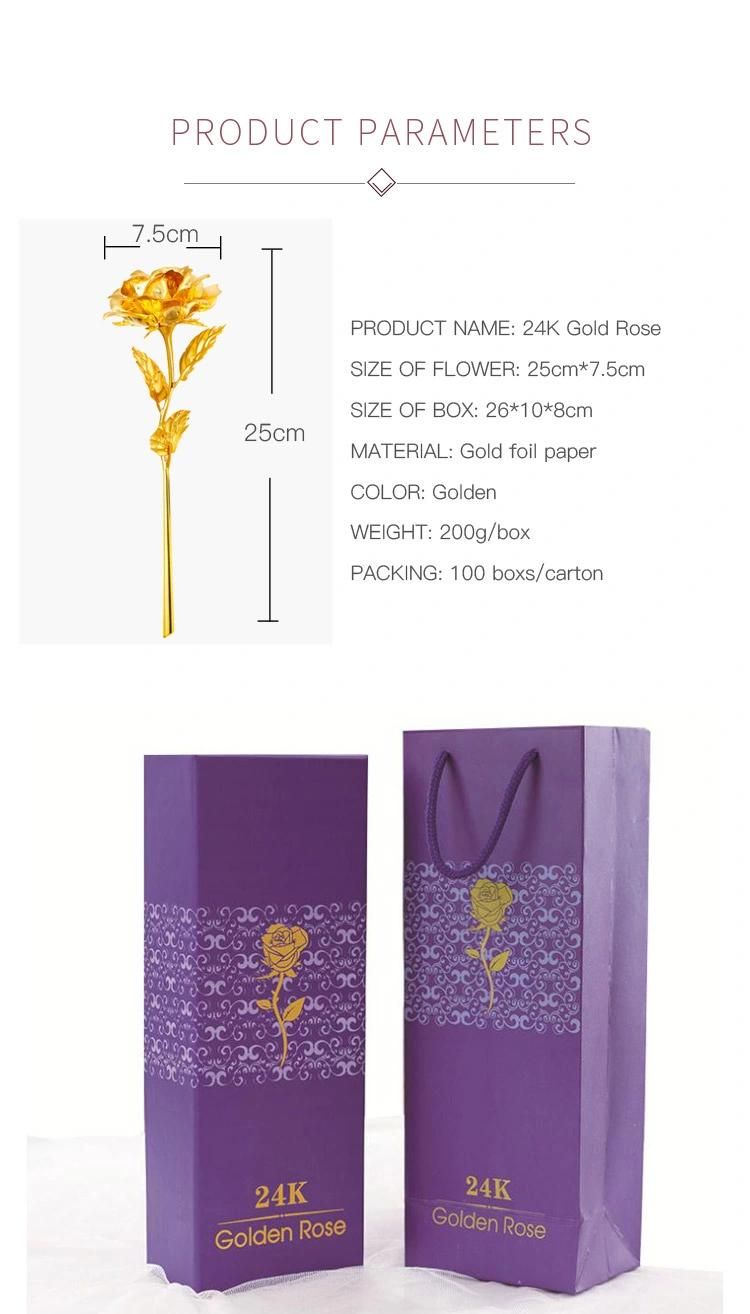24K Colorful Rose Artificial Flower Unique Gifts Valentine′s Day Thanksgiving Mother′s Day Girl′s Birthday, Best Gifts for Her for Girlfriend Wife Women