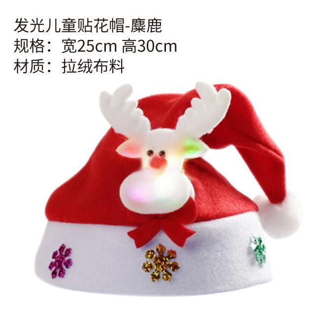 Promotional Cheap LED Christmas Cap Santa Hat for Kid Baby Adults