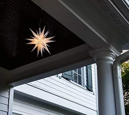 LED Moravian Star Tree Topper - Bright White 3D Lighted Christmas Star Tree Topper - Use as Advent Star, Bethlehem Star, or as Holiday Light Decoration. (White