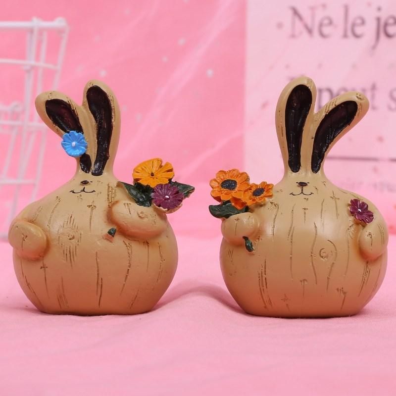 New Gifts Rabbit Ornaments Resin Crafts Office Desktop Car Decoration