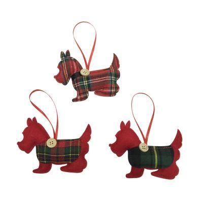 Bulk Hot Hanging Tree Animal Ornaments Plaid Christmas Dog Decorations