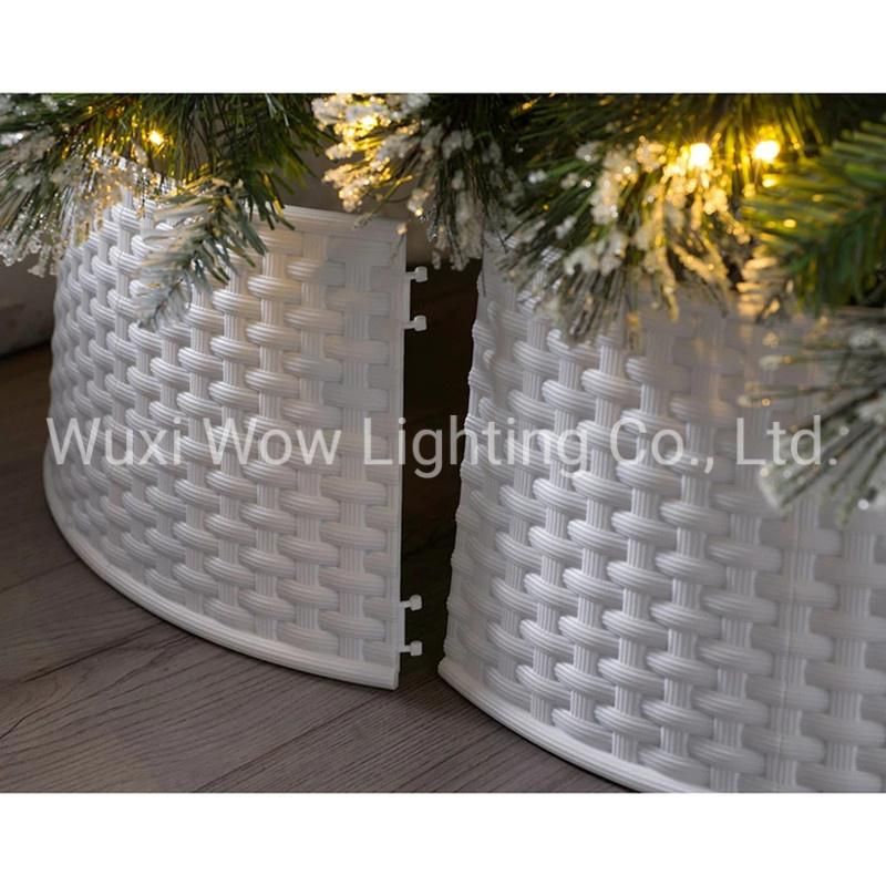 Large Rattan Effect Christmas Tree Collar, White, 65 Cm