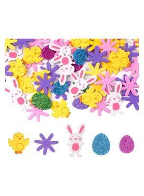 New Products 160PCS Glitter Flower Easter Egg Easter Bunny Easter Chick EVA Foam Paper Sticker for Easter Day