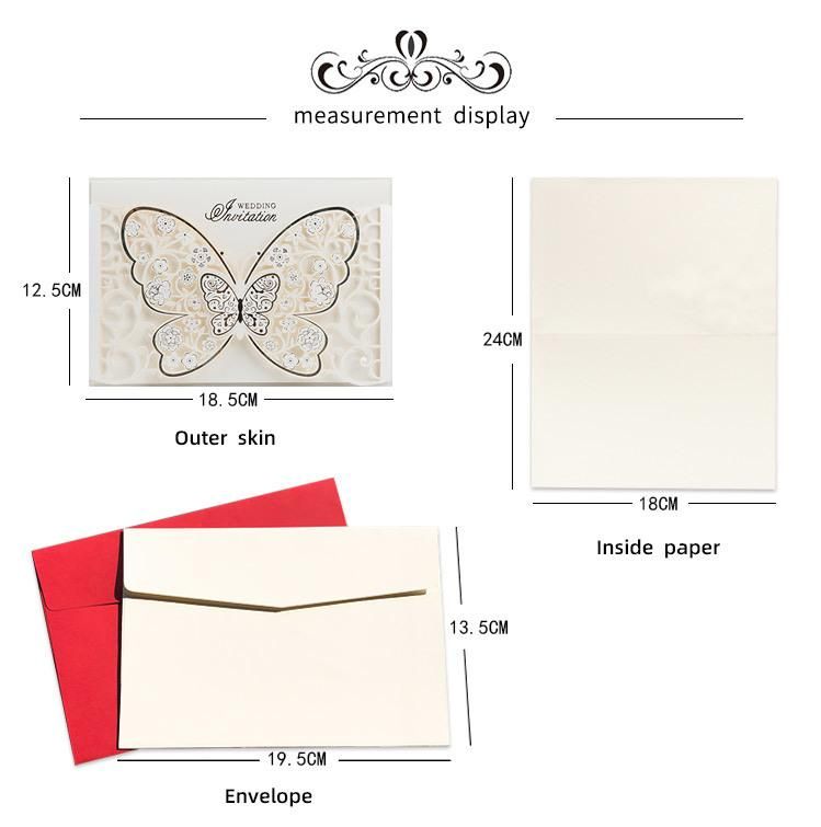 Fancy Butterfly Laser Cut Wedding Invitations Cards with Envelope