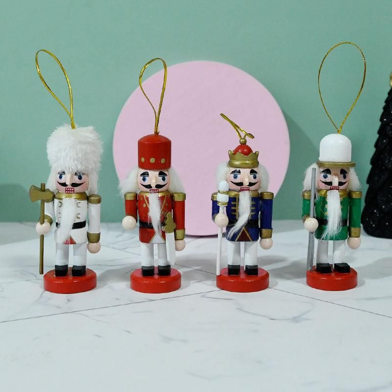 4 PCS Nutcracker Ornament Set Wooden Nutcracker Christmas Ornaments