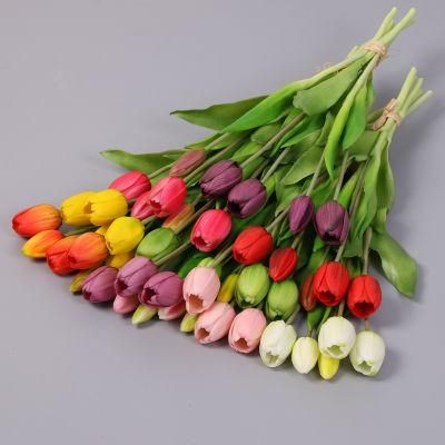 Wholesale Artificial PU Real Touch Tulips 10PCS Colorful Flower Arrangement Bouquet for Home Office Wedding Decoration