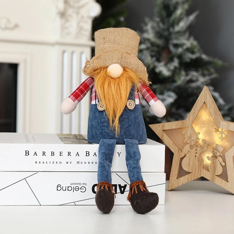 Cross-Border New Christmas Long Legs Mbrudoff Doll Cowboy Hat Faceless Doll Window Sitting Ornaments