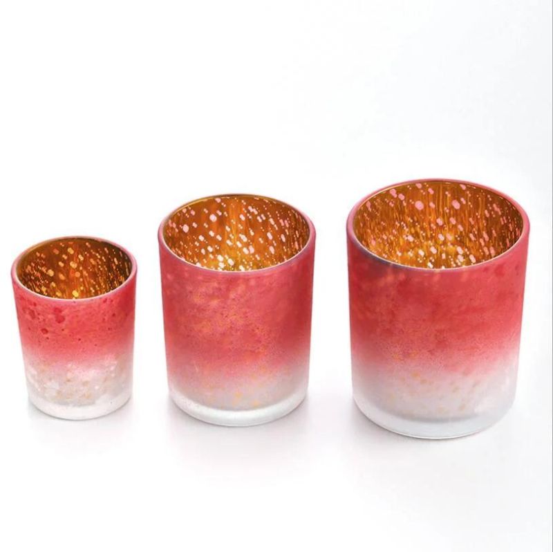 Custom Electroplated Frost Colored Glass Candle Holder Candle Jars in Bulk