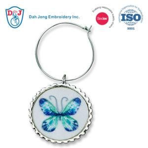 Customized Embroidered Sublimation Wine Charm- Butterflies 05