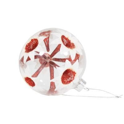 Customized Transparent Borosilicate Glass Balls with Red Flowers for Decoration