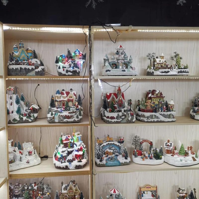 Polyresin Souvenir Decorative Christmas Figurines Village Houses