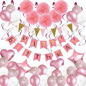 Amazon Pink Gold Birthday Banner Balloon Decoration Girl Party Decorations