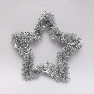 Cheap Price Wholesale Yiwu Shuangyuan Chrismtas Tree Decorative Silver38cm Pet Star Shape Tinsel