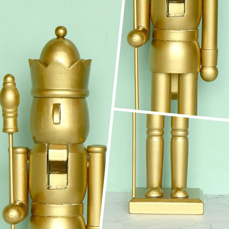 Christmas Wooden Unfinished Nutcracker Figurines DIY Gold Nutcracker Soldier Ornament