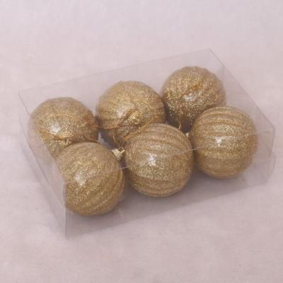 Hot Sale 7cm Pink Crystal Ball Foam Ornament -6PCS/PVC Box Christmas Decoration Foam Ball