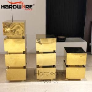 Customized Size Gold Stainless Steel Flower and Cake Pillar