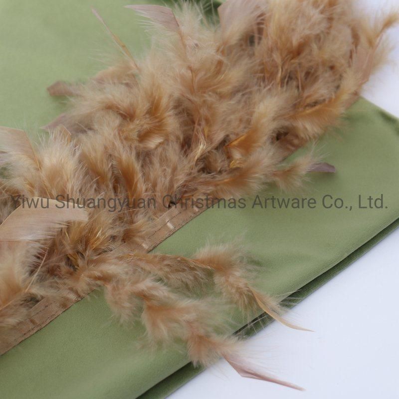 New Design Christmas Bolster Pillow with Feather for Holiday Wedding Party Home Decoration Hook Ornament Craft Gifts