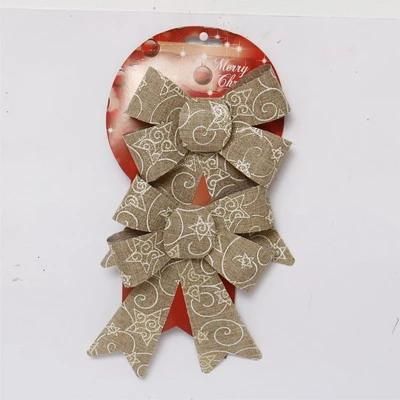 Max Size 32*38cm Gold Painting Bowknot for Chrismtas Tree Top Deco