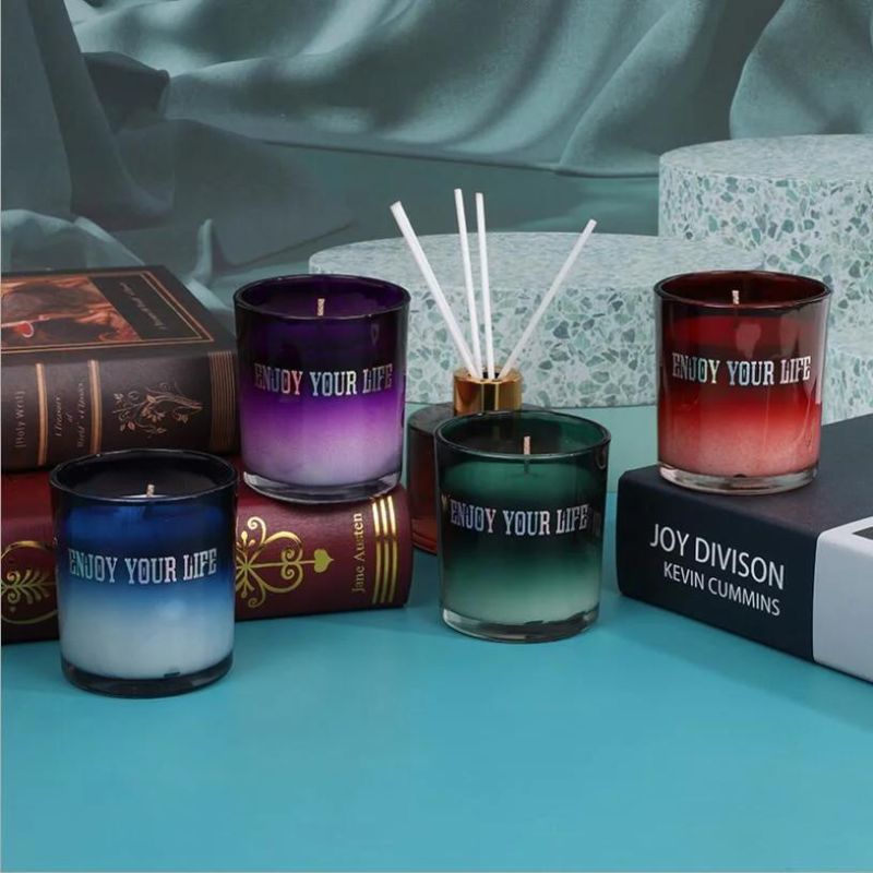 Elegant Ombre Candles Jar Soy Wax Scented Candle Glass Container Gradient Glass Candle Jar