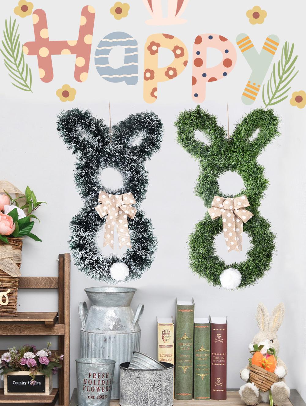 New Easter Products Bow Bow Folding Rabbit Wreath Party Decoration Ornament Pendant Door Ornament Pendant Easter Wreath