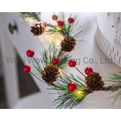 Christmas Pinecone and Red Berries Light String Decoration 20 Warm White LED Lights