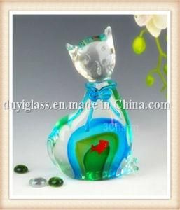 Animal Green Cat Glass Craft for Gift