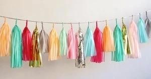 Wedding Party Decoration Tissue Paper Tassel Garland