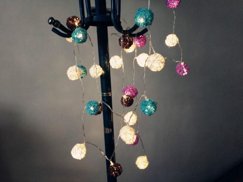 Decorative Round Multi-Color Wedding Christmas Cotton Ball LED String Light