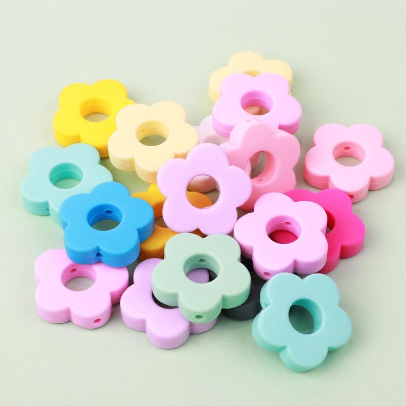 Baby Chewable Silicone Beads Flower DIY Baby Teething Beads Sun Flower BPA Free DIY Necklace Pacifier Chain Accessories