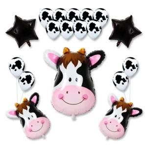 Umiss 18 PCS Farm Animal Birthday Party 30inch Cow Balloon 12inch Latex Balloons Decoration for Kids Favors