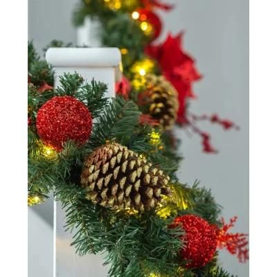 Extra Thick Garland Christmas Decoration with 80 Warm LED Lights