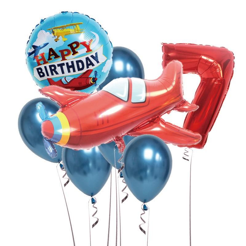 Happy Birthday Red Airplane Number Foil Balloon Wholesale Metallic Balloons