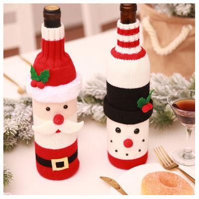 Wholesale Festival Party Gift Santa Claus Christmas Decoration for Home Novelty Knit Wine Bottle Cover
