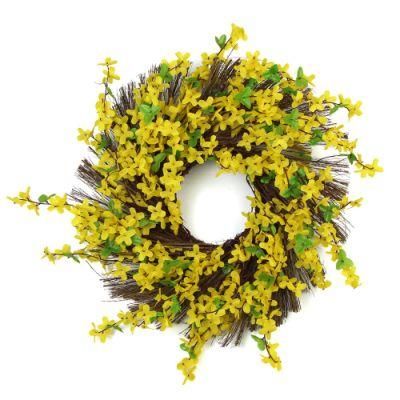 2019 Fabric Winter Jasmine Flower Leaf Wreath for Home Decoration