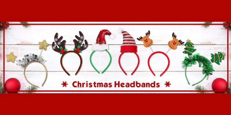 Holiday Headbands, Cute Christmas Head Hat Toppers, Great Fun and Festive for Annual Holiday and Seasons Themes, Christmas Party