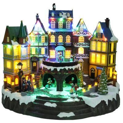 New Ornaments Glowing House Resin Christmas Village House Decoration