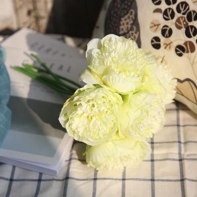 5 PCS Artificial Real Touch Silk Peony Bouquets Wedding Home Decoration