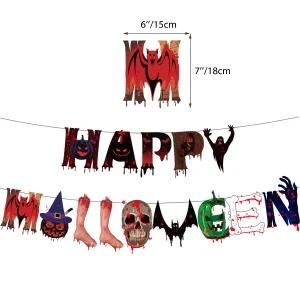 Happy Halloween Banner Hanging Flag Holiday Party Scene Decorations