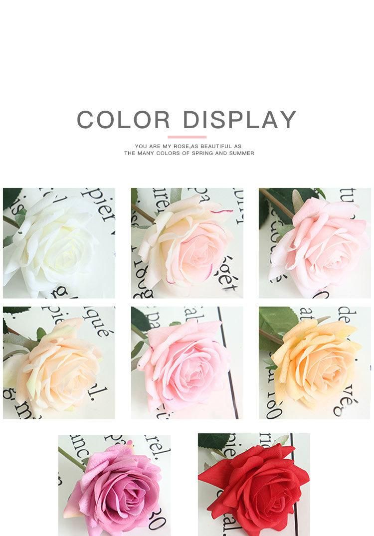 Home Artificial Rose Flower Long Stem with Moist Touch 12 PCS Faux Flower Arrangement Bouquet for Home Decor Wedding Party