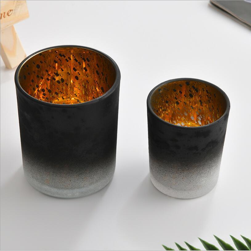 Custom Electroplated Frost Black Glass Candle Holder Candle Jars in Bulk