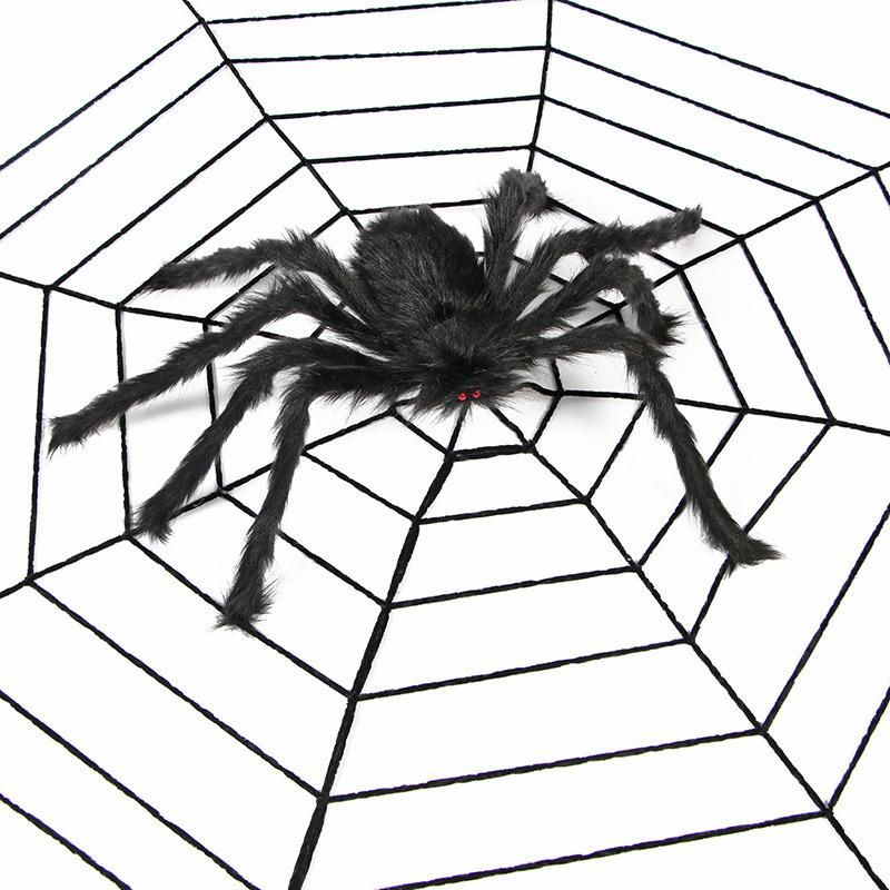 Spider Web Halloween Spider Party Decoration Props Spider Web Secret Room Tricky Simulation Plush Spider Wholesale